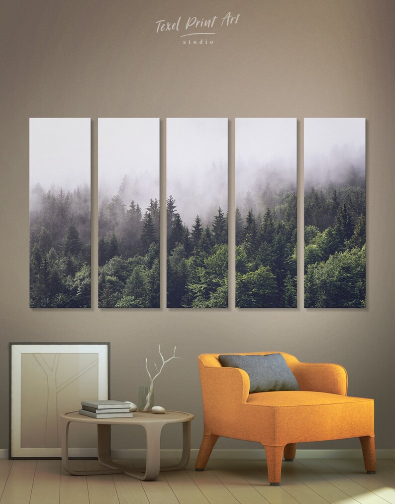 Forest Wall Art Misty Forest Landscape Forest in Fog Pine | Etsy
