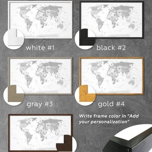 Large Gray World Map Canvas Push Pin World Map Wall Art Travel Map Print Canvas Personalized World Map 3 or 5 Piece Panels Canvas Home Decor image 9