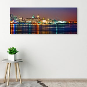 Large Liverpool skyline canvas Liverpool cityscape wall art Liverpool print Liverpool Set of 3 4 5 panels Bedroom and office wall decor image 4