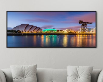 Extra large Glasgow skyline framed print | Glasgow cityscape wall art | Glasgow skyline canvas | Glasgow art | Framed living room wall art