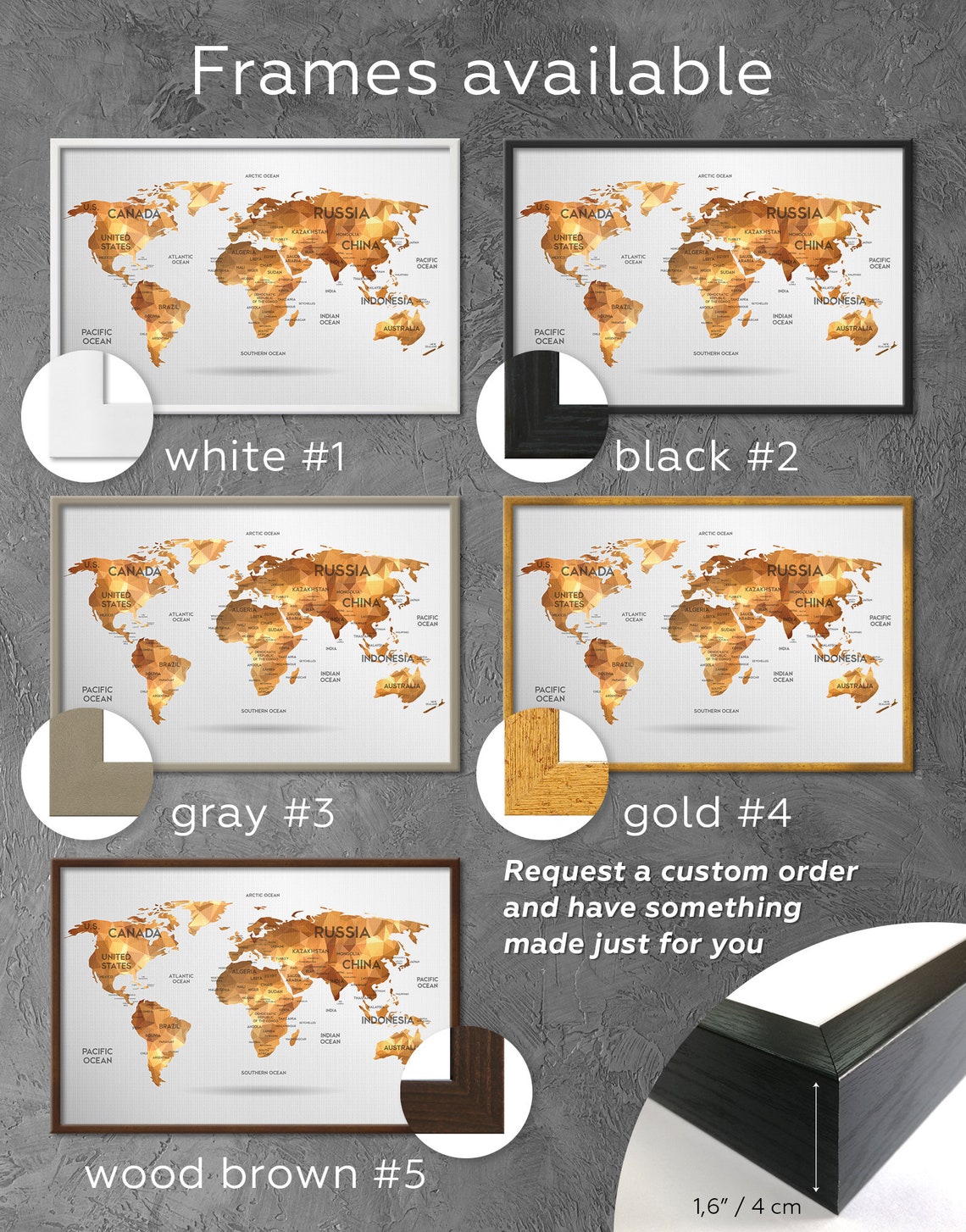 Gold World Map Wall Art Large Gold World Map Print Gold Wall Etsy