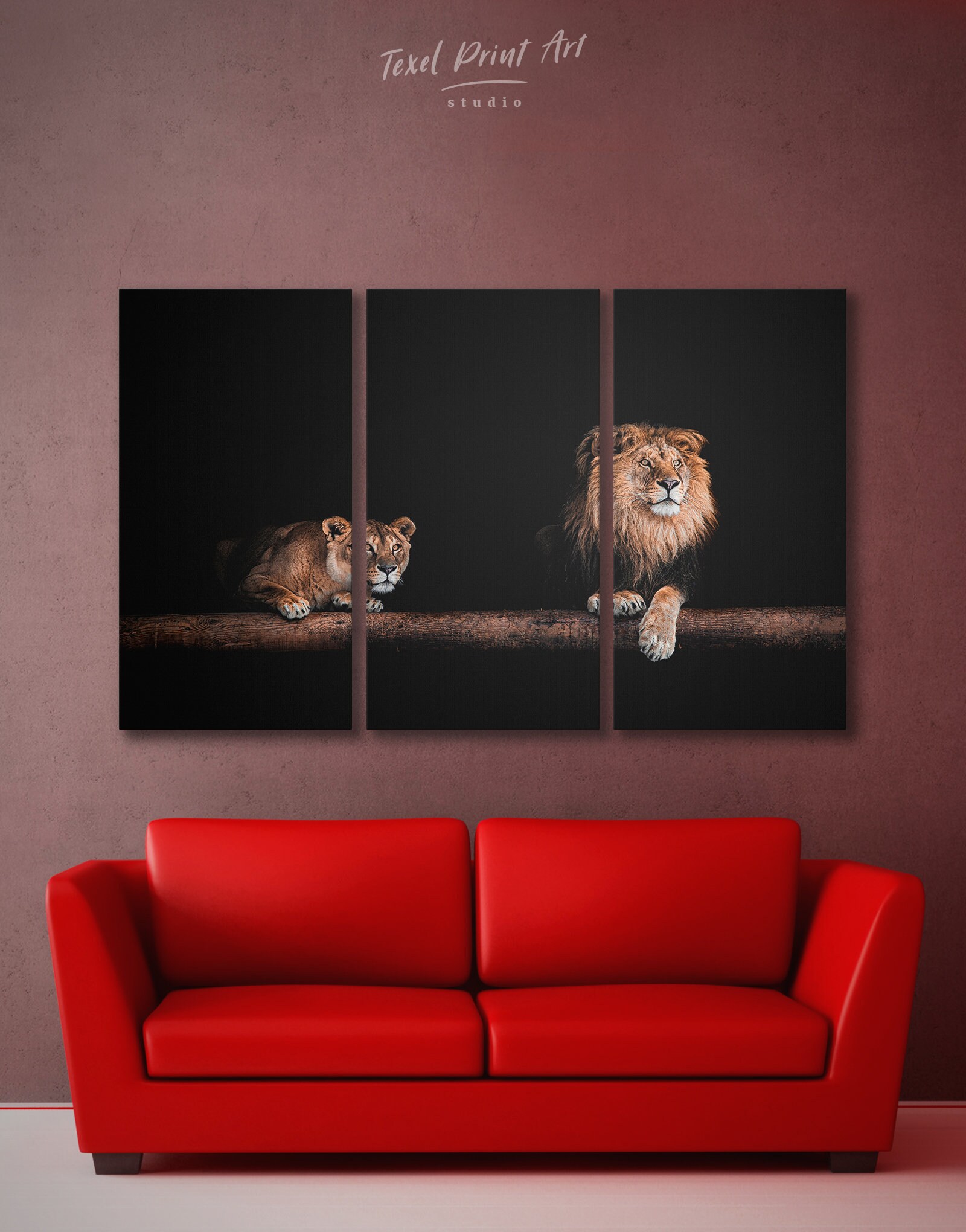 Lion and Lioness Canvas Lion Canvas Wall Art Large Lion Canvas Etsy