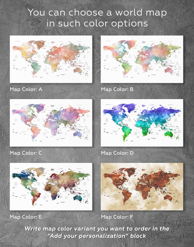 Pastel World Map Art Large Pastel Watercolor Map Print Mint Etsy
