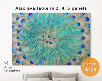 Large Peacock mandala art mandala art peacock, Blue peacock wall art, peacock print, Teal wall art, peacock canvas, peacock feather wall art