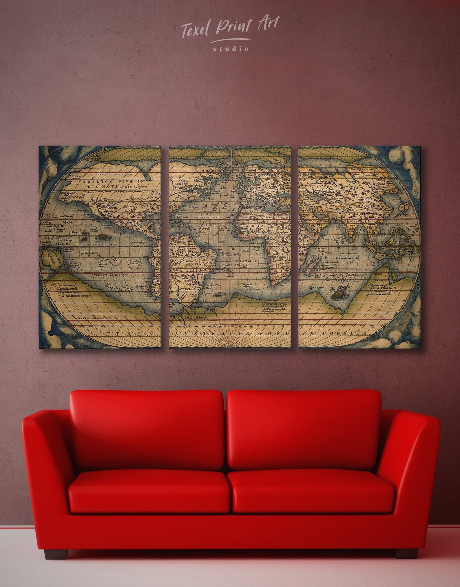 Vintage World Map Wall Art 3 Panel Wall Art 4 Piece Wall Art Etsy