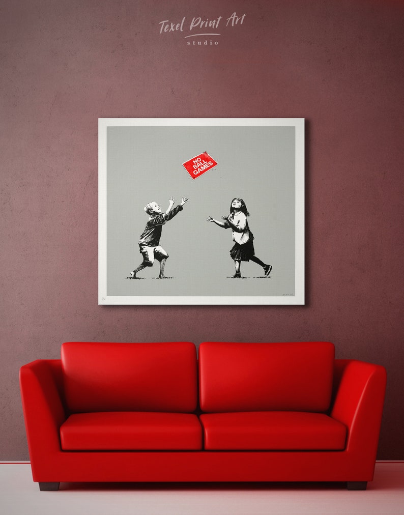 Banksy Girl And Balloon Foil print Black Red Graffiti Wall Art Home Decor Poster