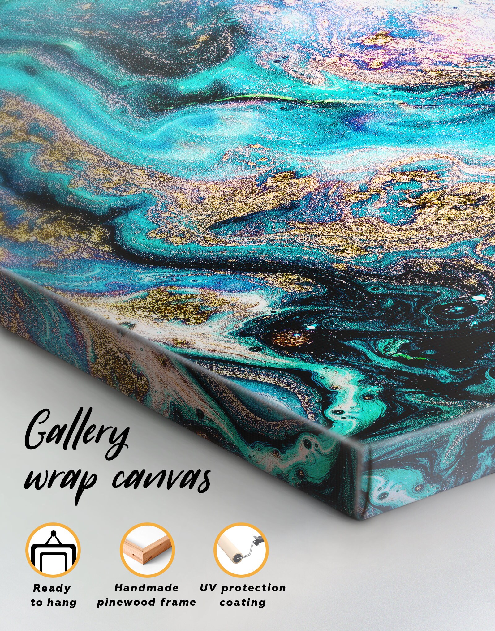 Geode Wall Art Gold Abstract Canvas Abstract Wall Decor Etsy