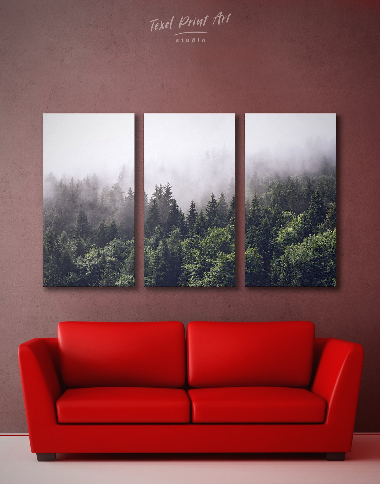 Forest Wall Art Misty Forest Landscape Forest in Fog Pine Etsy