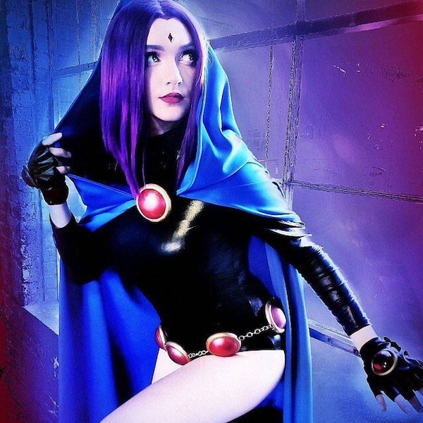 Teen Titans Raven Cosplay Costume - Superhero Comic Halloween Cape & Unitard Outfit main image 0