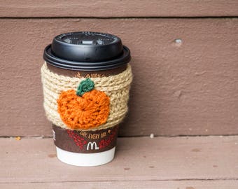 Pumpkin or Apple Crochet Coffee/Tea Mug Cozy Sleeve