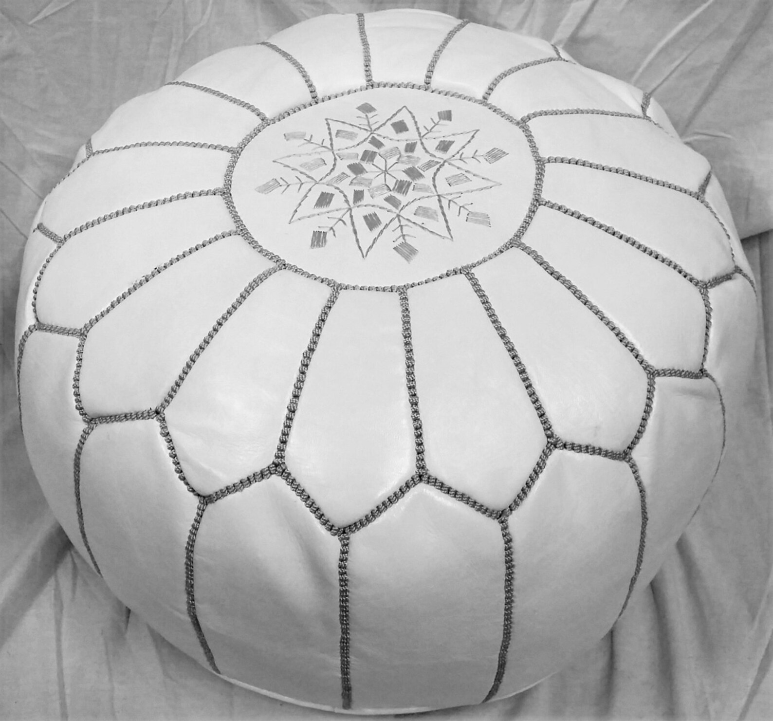 SALE STUFFED Moroccan Leather Pouf Ottoman With Top Etsy