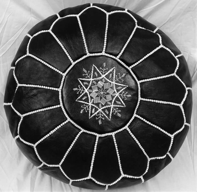 SALE 2 STUFFED Moroccan Leather pouf ottoman with top Etsy