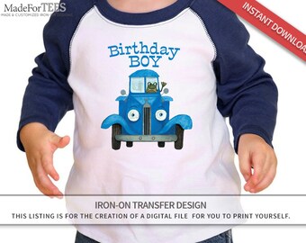 Little Blue Truck Birthday Boy // Iron on Transfer Shirt Printable