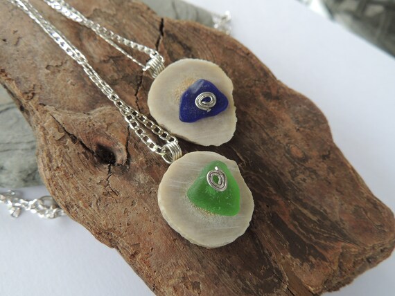 Whitetail Deer Antler and Lake Erie Beach Glass Necklace Sterling Silver Chain Authentic Green and Blue Beach Glass Etsy