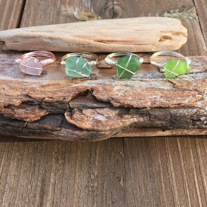Genuine Lake Erie Beach Glass Wire Wrapped Rings
