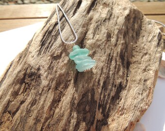 Aqua Japanese Sea Glass Stacker Pendant