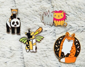 Imperfect Enamel Pin badge, Cute Animal Pin Badges