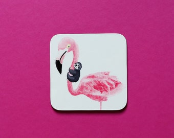 Set of 10 Acrylic customised coasters Wedding coasters Pink Flamingo