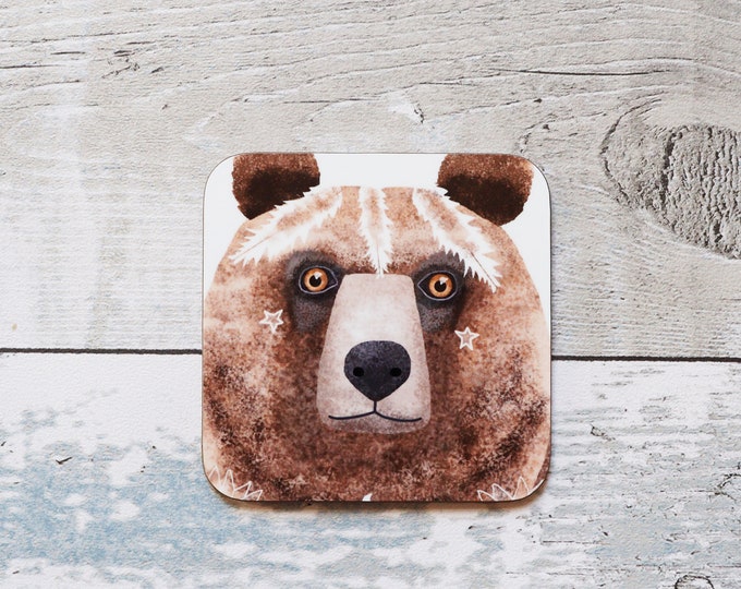 Grizzly Bear Coaster, Coaster, Drinks Coaster, Gifts for him, Gifts for her, Birthday Present, House Warming Present, Animal Coasters, Bear
