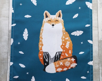 Fox Tea Towel, Animal Tea Towel, Tea Towel, Organic Cotton Tea Towel