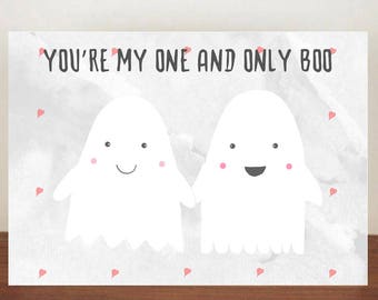 You're My One And Only Boo Card, Anniversary Card, A6 Card, Cute Cards, Love Cards, Valentines Card, Greetings Card, Blank Cards, Love 49