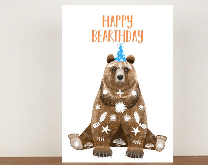 Happy Bearthday Card, Birthday Cards, A6 Card, Cute Cards, Greetings Cards For Birthdays, Birthday 5