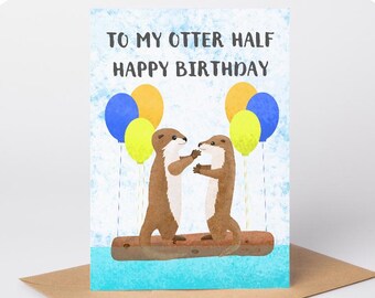 Otter Half Birthday Card