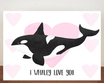 I Whaley Love You Card, Anniversary Card, A6 Card, Cute Cards, Love Cards, Valentines Card, Greetings Card, Blank Greetings Cards, Love 104