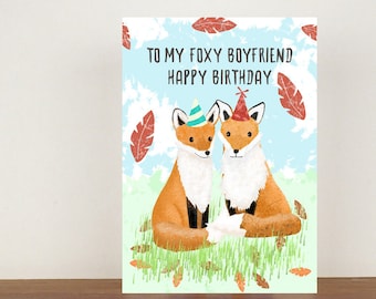 To My Foxy Girlfriend/Boyfriend Happy Birthday, Card, Greeting Card, Birthday Card, Fox Card, Fox Birthday Card, Girlfriend Card