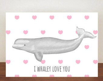 I Whaley Love You Card, Anniversary Card, A6 Card, Cute Cards, Love Cards, Valentines Card, Greetings Card, Blank Greetings Cards, Love 25