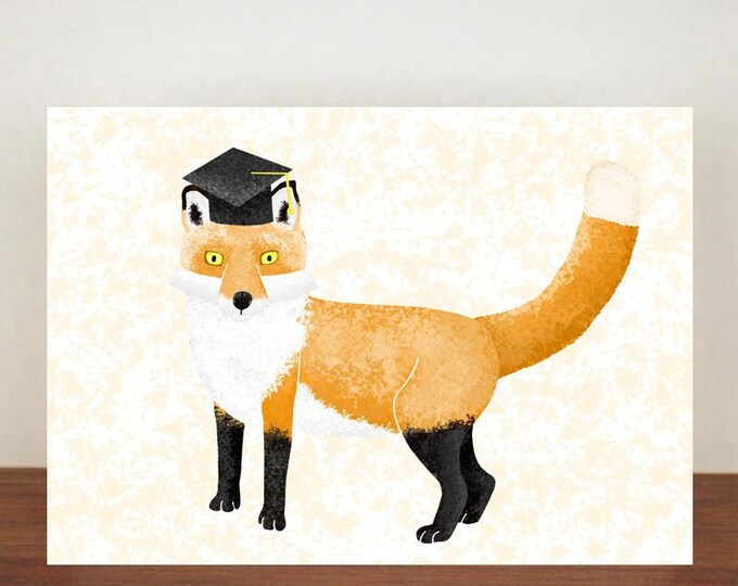 Fox Graduation Card, Fox Card, Animal Card, Well Done Card, Graduation Card, Achievement Card, Fox Graduation Card, Fox