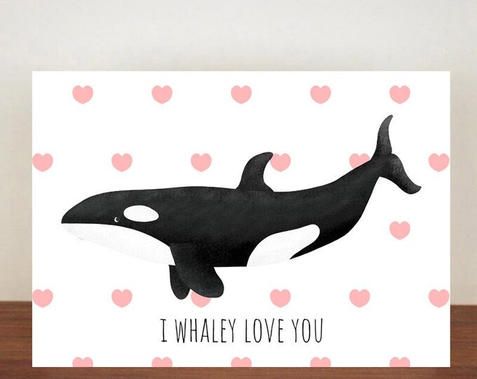 I Whaley Love You Card, Anniversary Card, A6 Card, Cute Cards, Love Cards, Valentines Card, Greetings Card, Blank Greetings Cards, Love 109