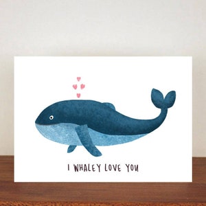 I Whaley Love You Card, Anniversary Card, A6 Card, Cute Cards, Love Cards, Valentines Card, Greetings Card, Blank Greetings Cards, Love 28