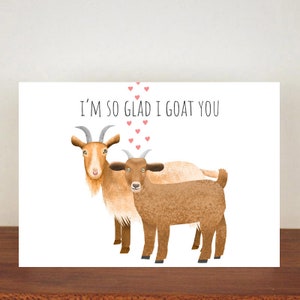 I'm So Glad I Goat You Card, Anniversary Card, A6 Card, Cute Cards, Love Cards, Valentines Card, Greetings Card, Card, Blank Cards, Love 34