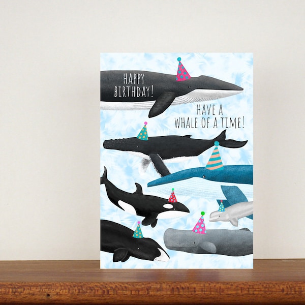 Happy Birthday Have A Whale Of A Time Card, Birthday Cards, A6 Card, Cute Cards, Greetings Cards For Birthdays, Birthday 25