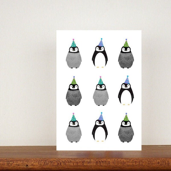 Penguin Card - Etsy