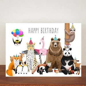 Animal Happy Birthday Card, Birthday Cards, A6 Card, Cute Cards, Greetings Cards For Birthdays, Birthday 24