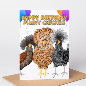 Funky Chicken Birthday Card, Animal Pun Birthday Card, Personalised Card