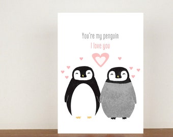 images Penguin Puns Love penguin pun card etsy