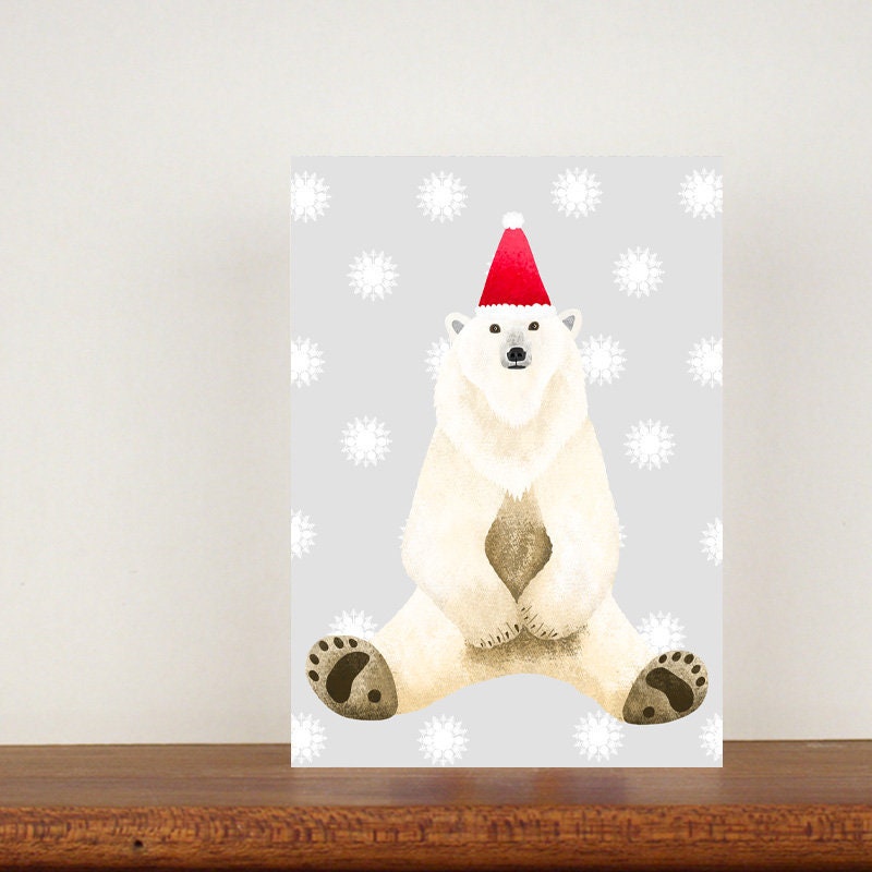 Polar Bear Christmas Card Greeting Cards Christmas Card | Etsy