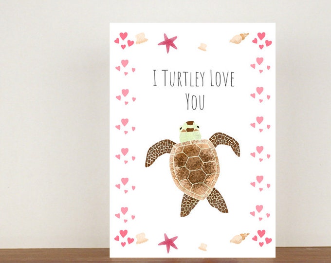 I Turtle Love You Card, Anniversary Card, A6 Card, Cute Cards, Love Cards, Valentines Card, Greetings Card, Card, Turtle Card, Love 5