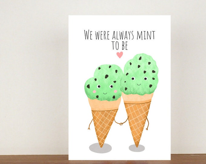 We Were Always Mint To Be Anniversary Card, Greeting Cards, Love, Valentines Card, Happy Valentines Day, Love Card