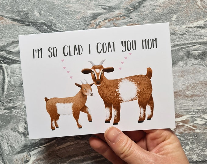 Goat Mothers Day Card, Misprint, Seconds, As is, Mothers Day Card, A6 in size (approx 105 x 148mm), Includes Envelope