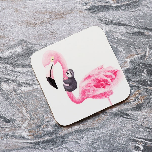 Flamingo Coaster, Coaster, Drinks Coaster, Gifts for him, Gifts for her, Birthday Present, House Warming Present, Animal Coasters, Sloth