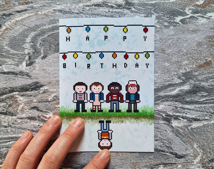 Stranger Things Birthday Card, Misprint, Seconds, As is, Birthday Card, A6 in size (approx 105 x 148mm), Includes Envelope