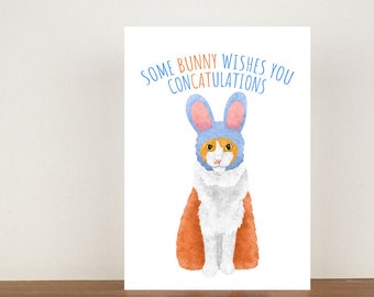 Some Bunny Wishes You Concatulations Card, A6 Card,  Congratulations Card, Congrats Card, Good Luck Card, Congratulations And Good Luck 1