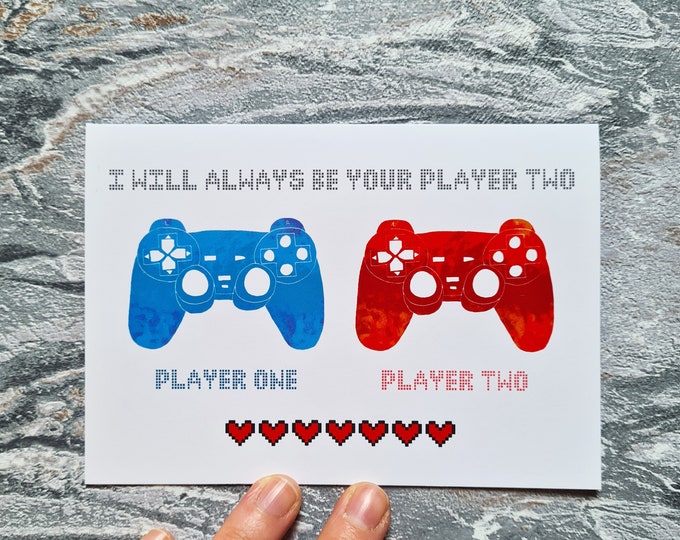 Gamer Love Card, Misprint, Seconds, As is, Love Card, A6 in size (approx 105 x 148mm), Includes Envelope