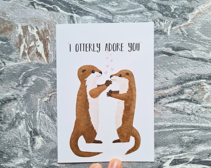 Otter Love Card, Misprint, Seconds, As is, Love Card, A6 in size (approx 105 x 148mm), Includes Envelope