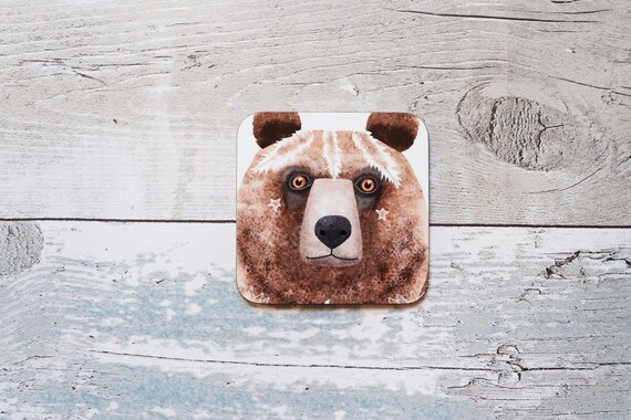 Grizzly Bear Coaster Coaster Drinks Coaster Gifts for Him Gifts for Her Birthday Present House Warming Present Animal Coasters Bear Etsy Canada