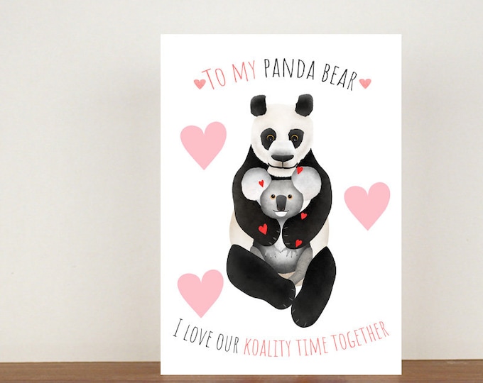 To My Panda Bear Anniversary Card, Greeting Cards, Love, Valentines Card, Panda Card, Koala Card, Love Card, Anniversary